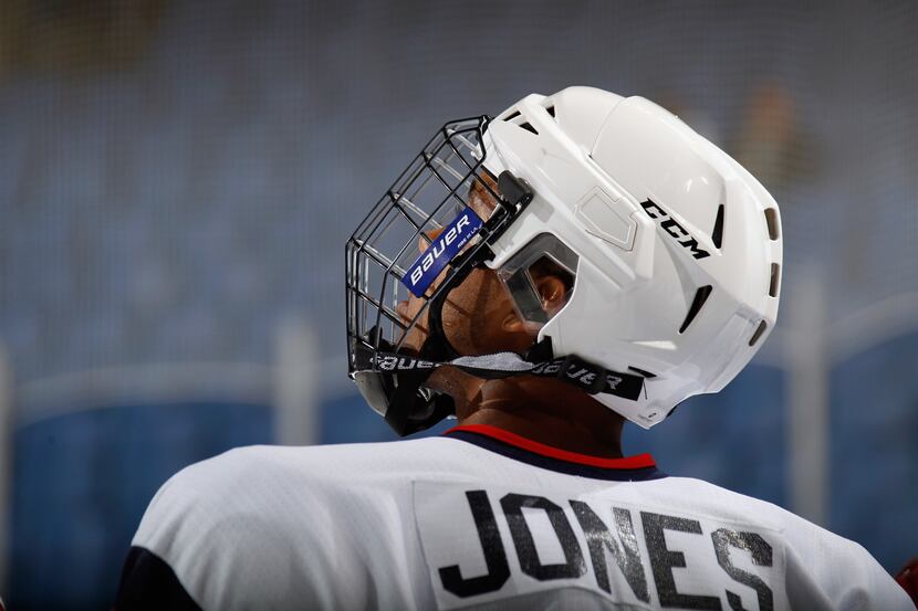 Seth Jones of Team McClanahan skates against Team Housley at the USA Hockey All-American...