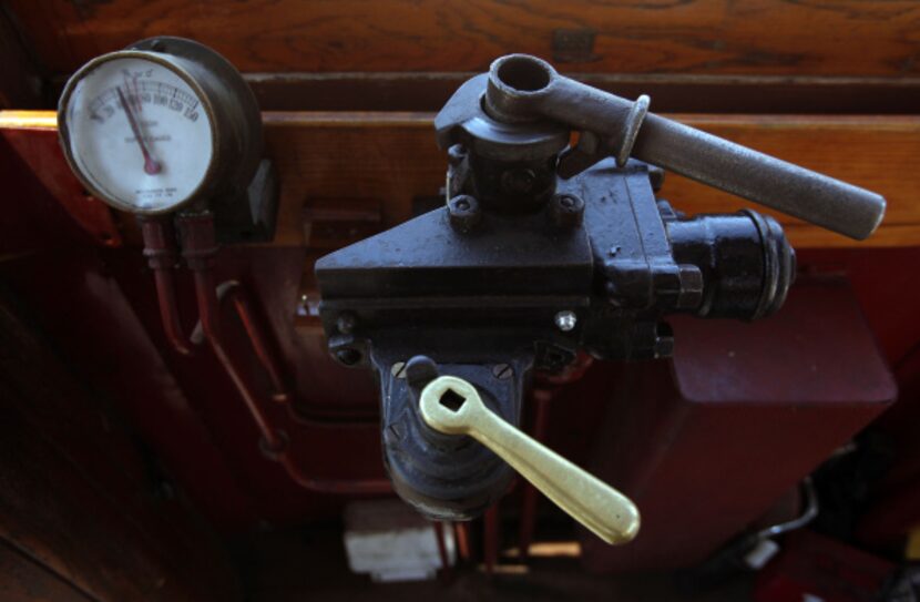 Motorman controls on the McKinney Avenue Trolley in Dallas, Texas on Wednesday, August 29,...