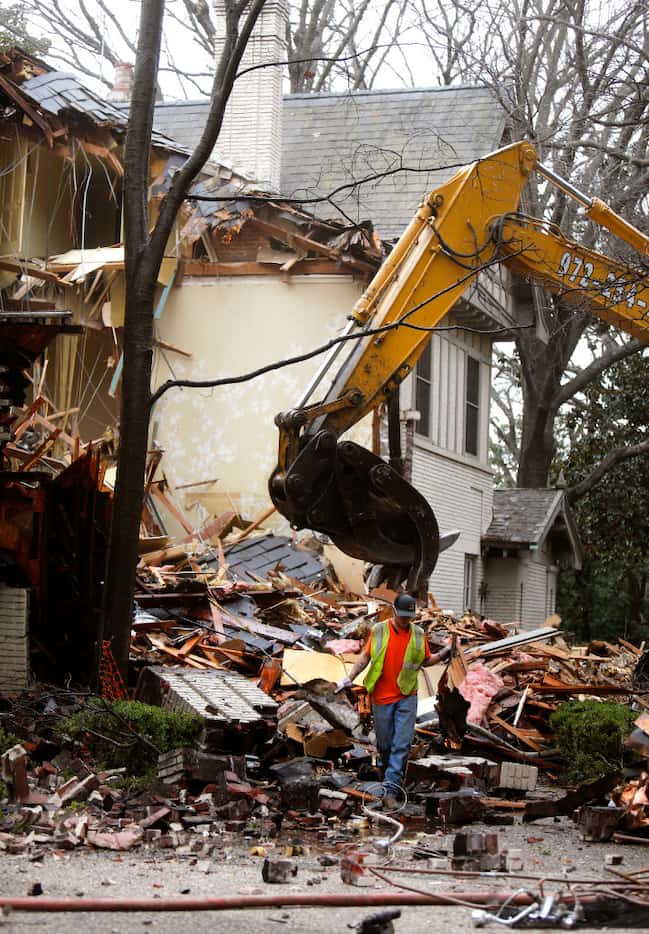 Workers demolished the 105-year-old Trammell Crow mansion in Highland Park last month. (Rose...