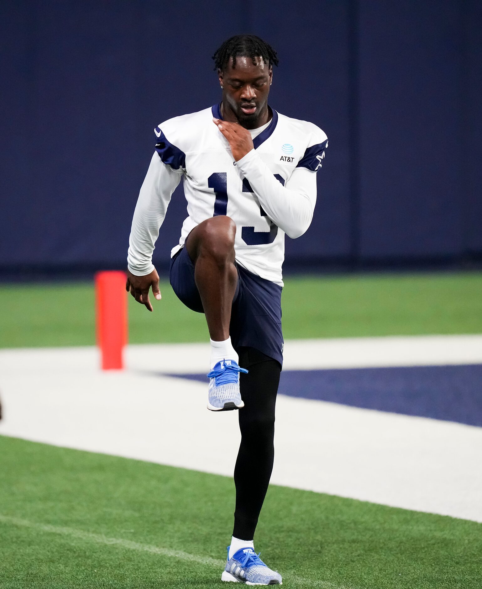 Dallas Cowboys wide receiver Michael Gallup (13) works on conditioning during the OTA team's...