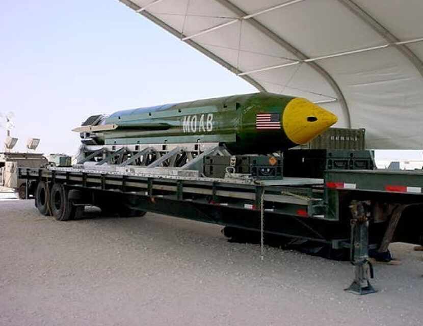 This undated photo provided by Eglin Air Force Base shows a GBU-43B, or massive ordnance air...