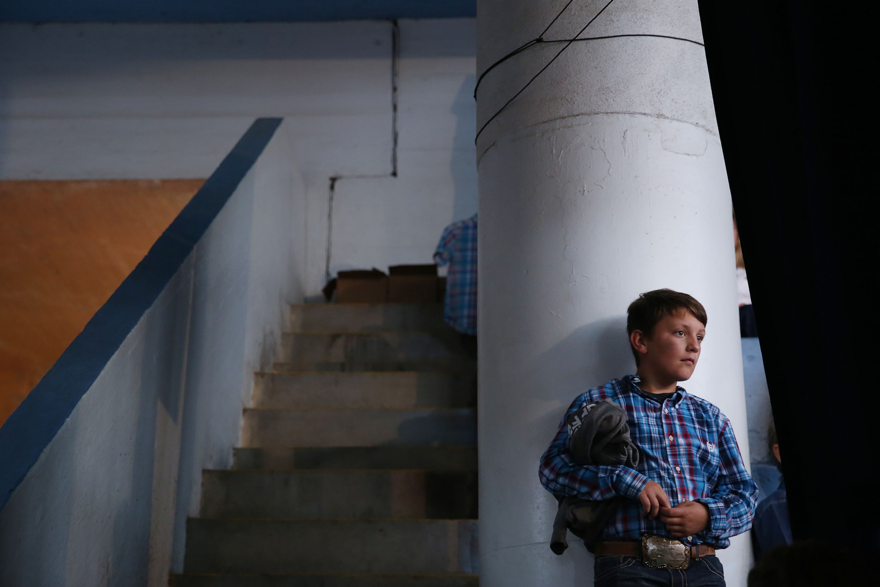 Jaxson Wiley, 11, of Anson, Texas, waits for the start of the State Fair of Texas Youth...