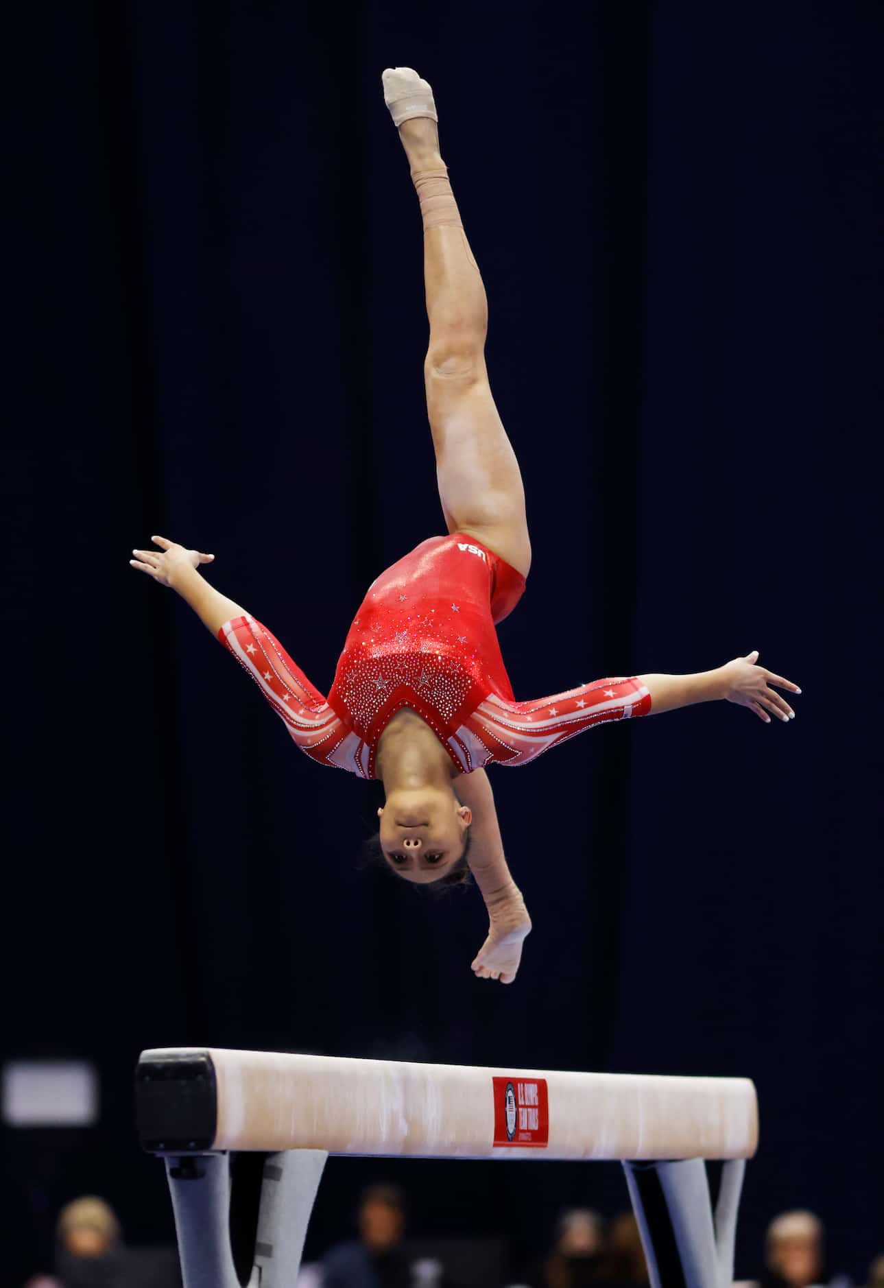 Emma Malabuyo competes on the balance beam during day 2 of the women's 2021 U.S. Olympic...
