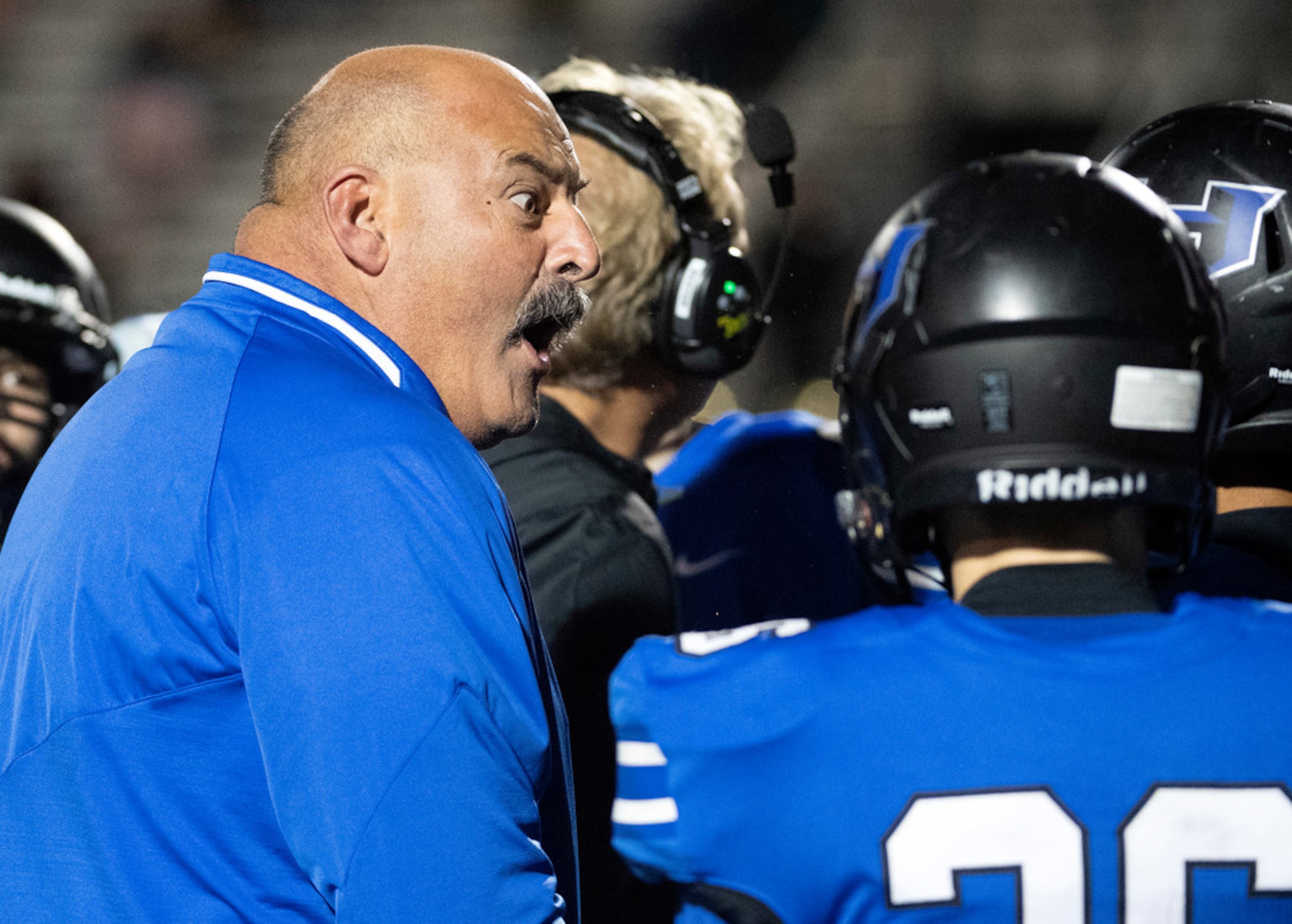 Hebron head coach Brian Brazil expresses his displeasure with his players after a string of...