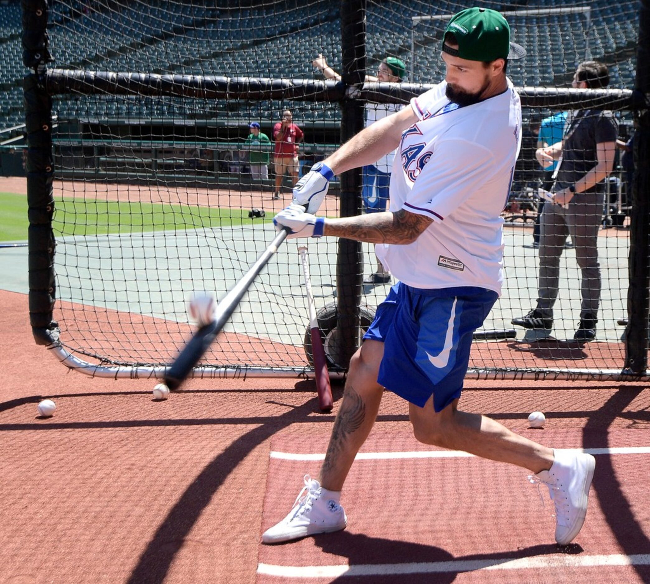 Dallas Stars team captain and left wing Jamie Benn taking batting practice before the...