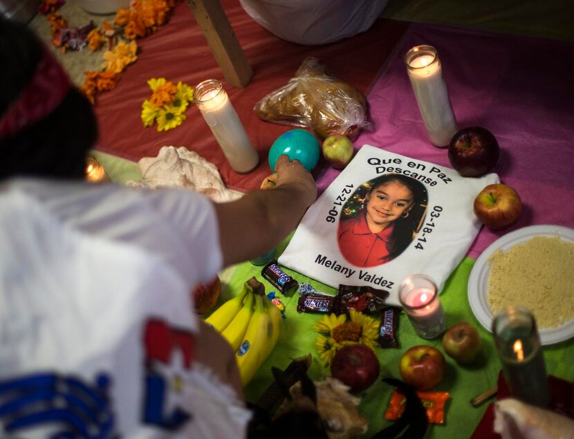 During the   Día de los Muertos  celebration on Sunday, participants placed offerings on a...