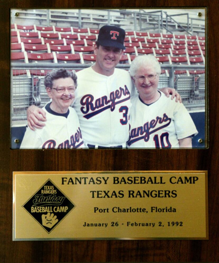 Sister Frances Evans (left) and Sister Maggie Hession posed for a photo with Nolan Ryan at...