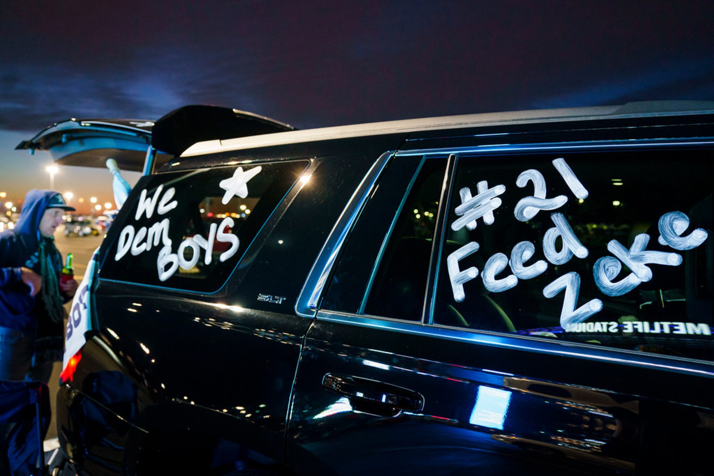 Dallas Cowboys fans tailgate before a Monday Night Football game between the Dallas Cowboys...