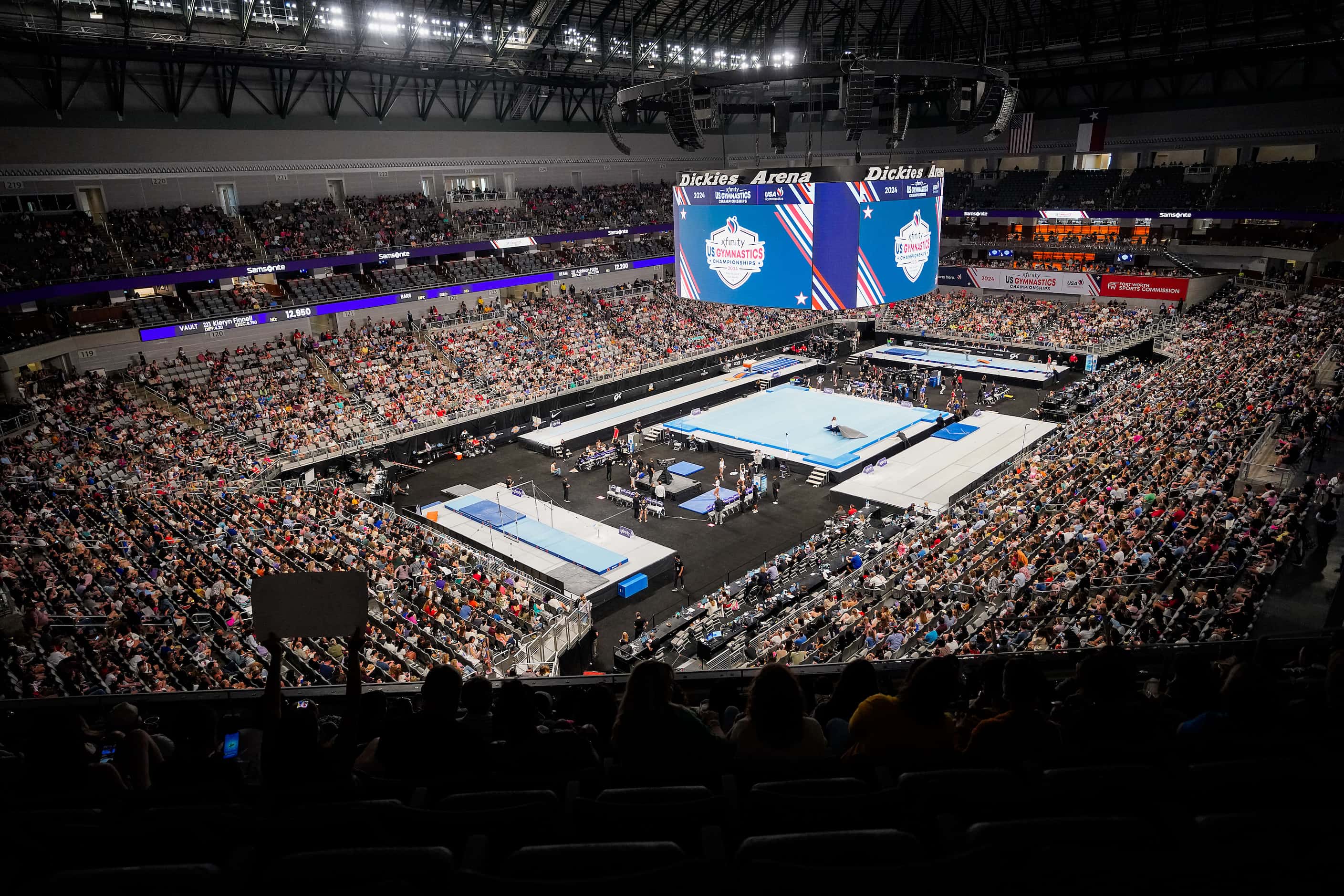 Fans fill Dickies Arena during the U.S. Gymnastics Championships on Sunday, June 2, 2024, in...