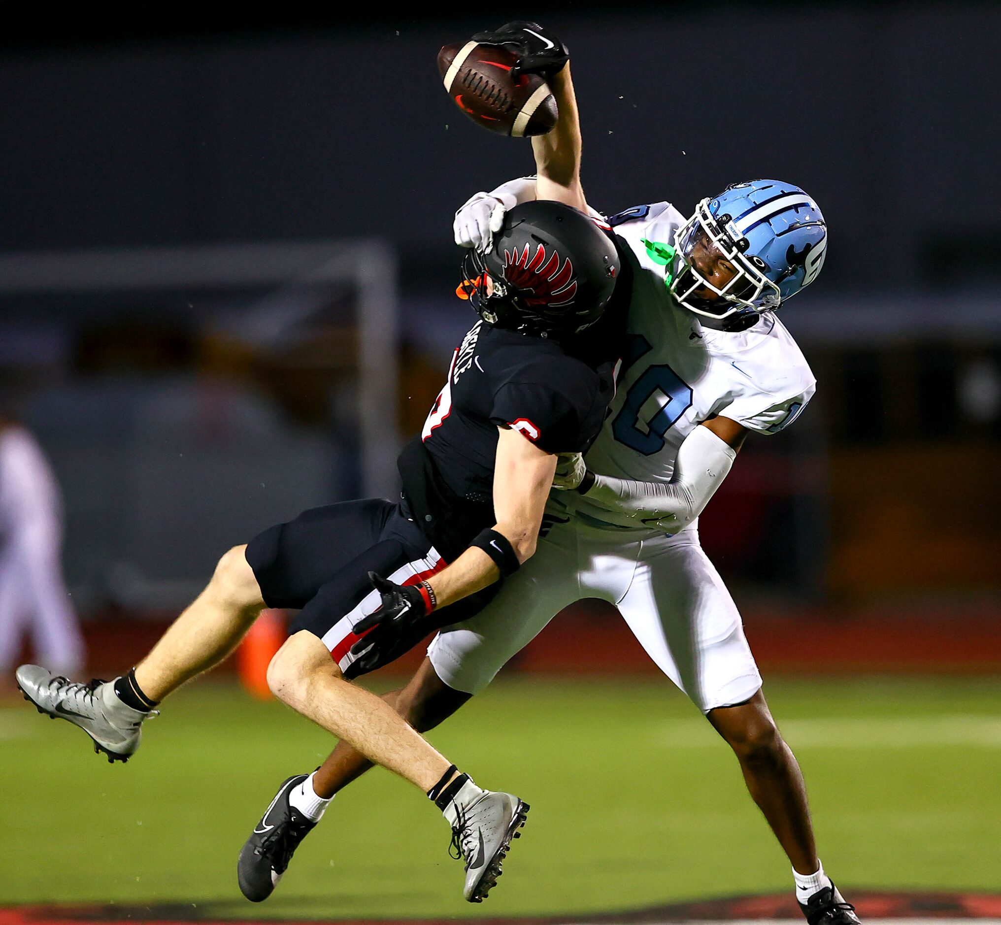 Argyle wide receiver Lane Stewart (6) tries to go up to make a reception against Frisco...