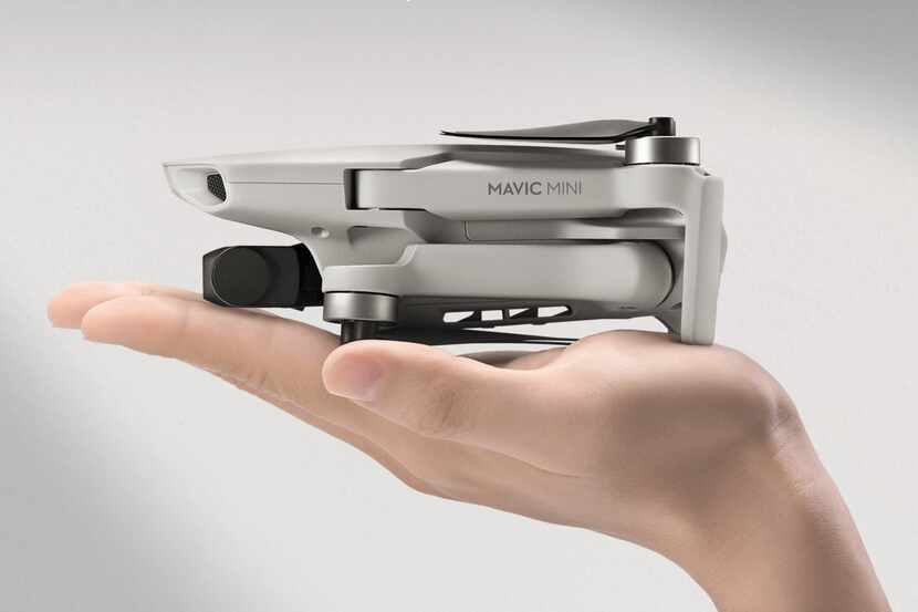 The DJI Mavic Mini, folded up it fits in the palm of your hand.