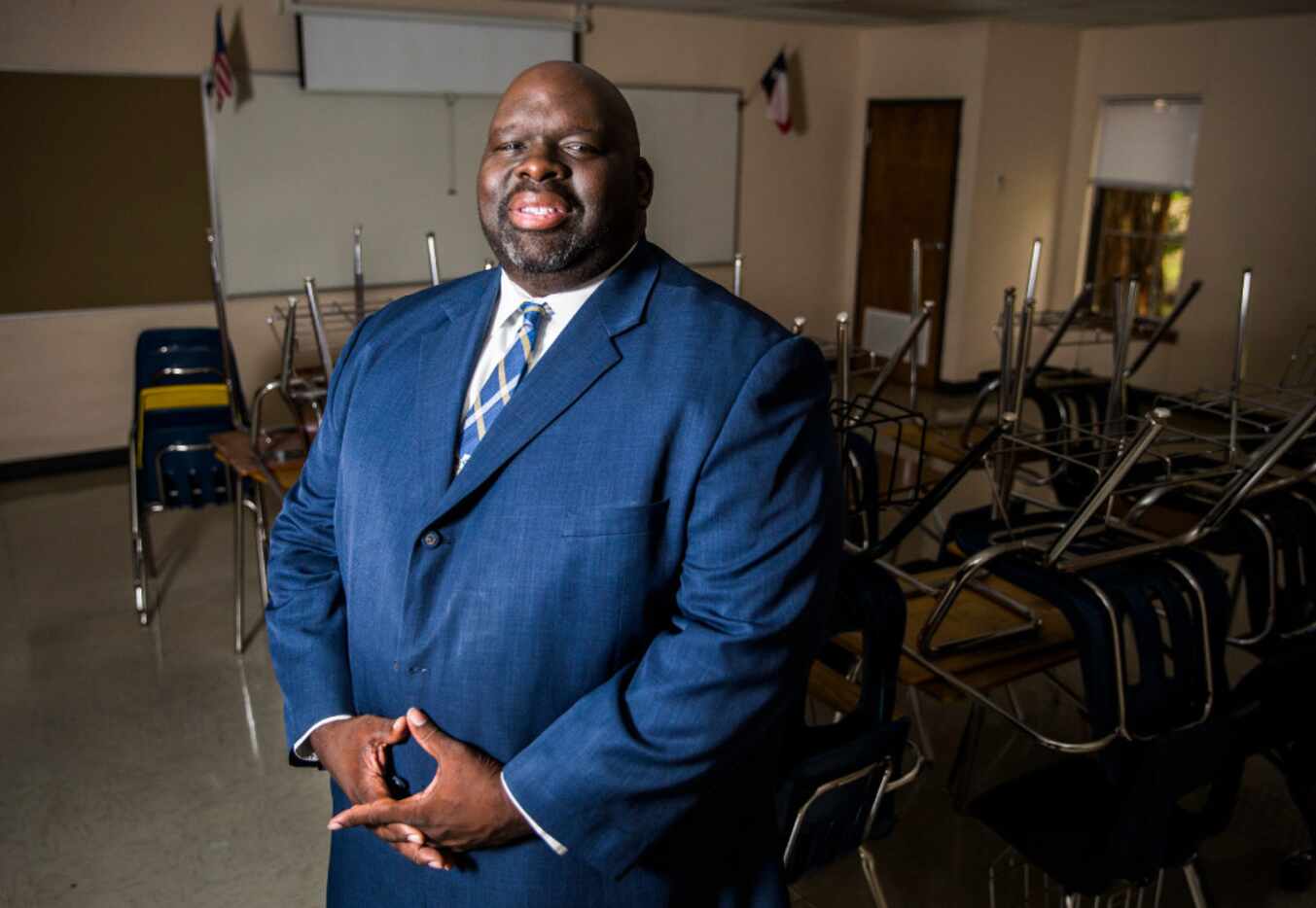 Superintendent Roosevelt Nivens of Community ISD, in a classroom at Community Middle School...