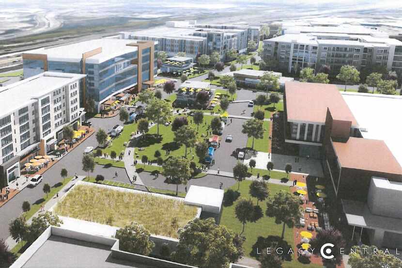A planned urban village in the Legacy Central project on U.S. Highway 75 would add a...