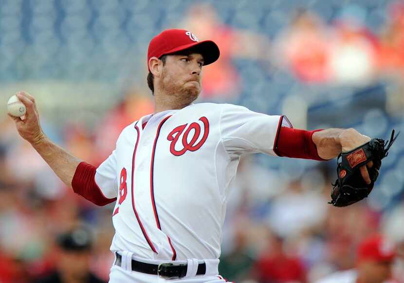 WASHINGTON, DC - JULY 06:  Doug Fister #58 of the Washington Nationals pitches in the first...