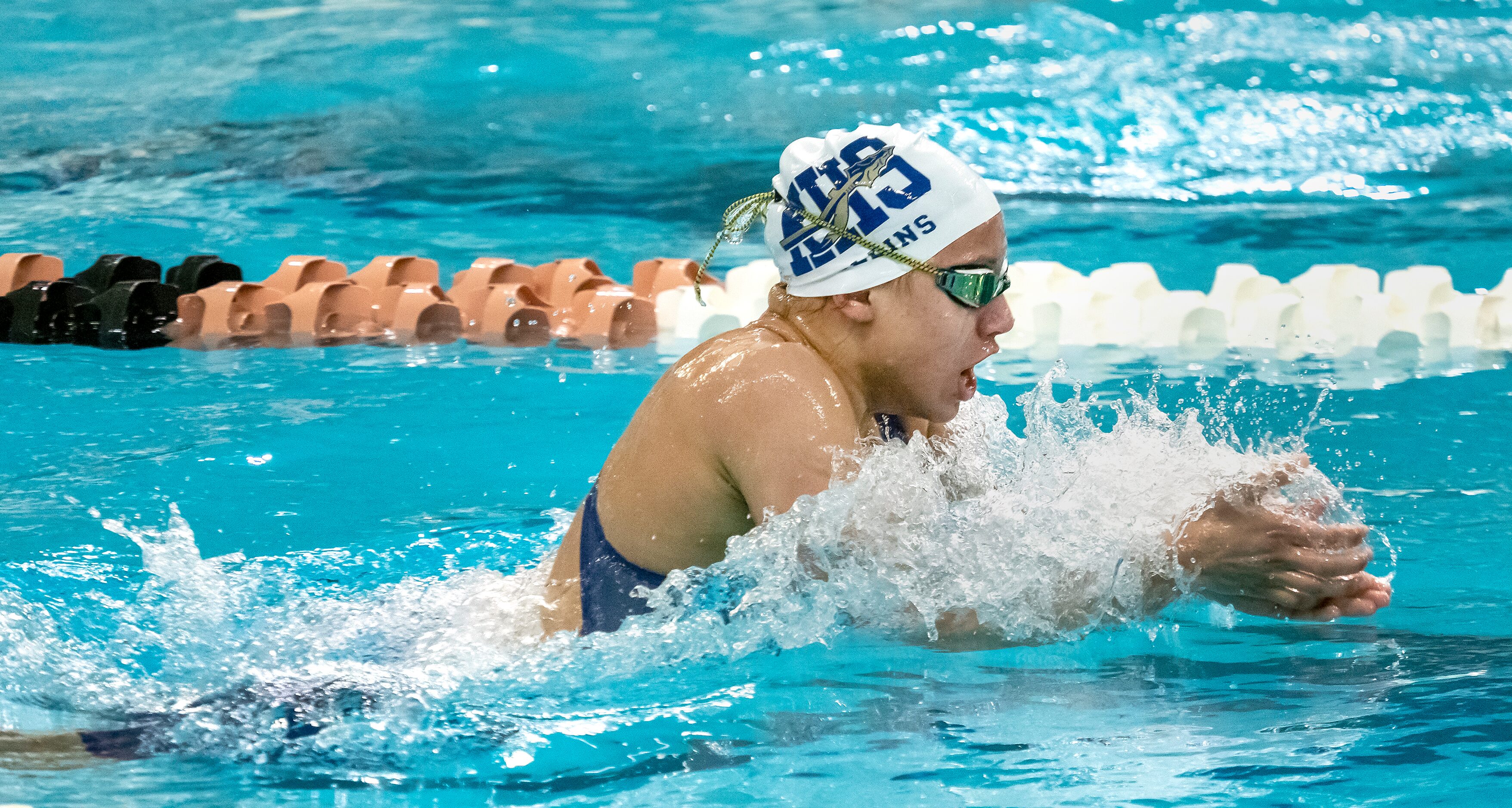 Keller’s Avery Collins, competes in the 200 IM during the 2023 UIL Swim & Dive State 6A...