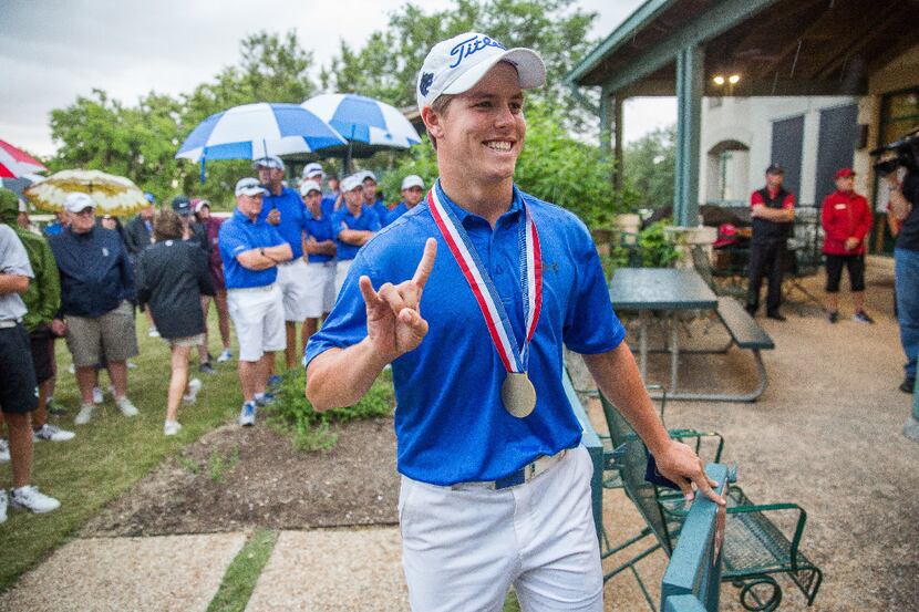 Plano West's Parker Coody smiles after receiving his state championship medal at the UIL...