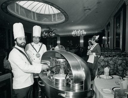 This December 1983 file photo shows the cart that would roll through the dining room at...