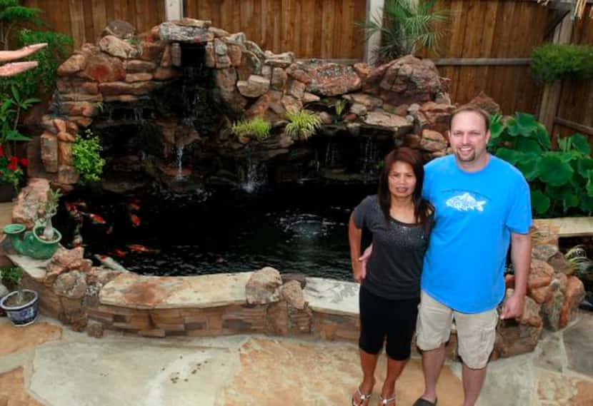
Nok and Brian von Merveldt  built a pond more than 3 feet deep, to protect koi from...