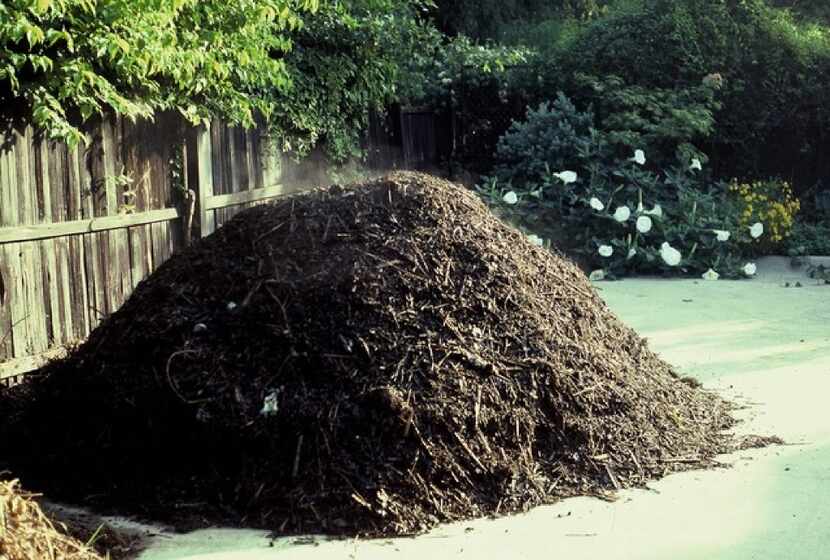 Howard Garrett likes freestanding piles of compost using large amounts of shredded tree...