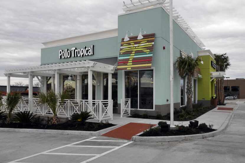 Exterior view of Fiesta Restaurant Group's new Pollo Tropical in Addison Wednesday March 26,...