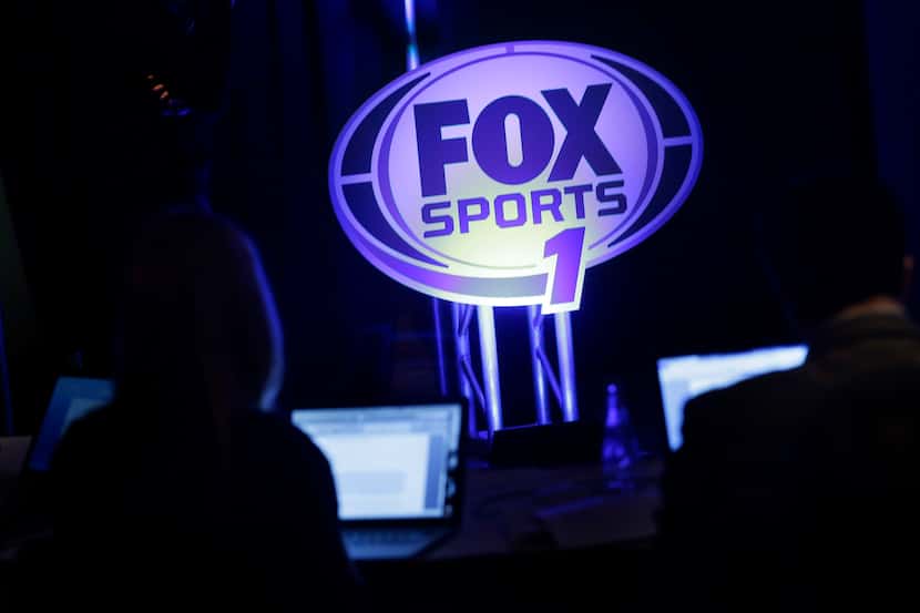 A logo for the new Fox Sports 1 channel is displayed during a news conference in New York,...