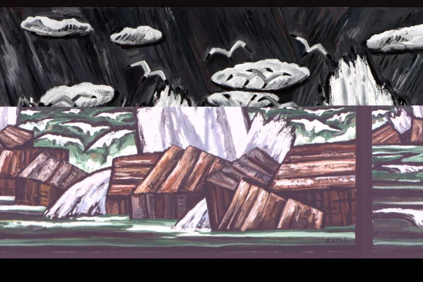 David Bates, Storm Tide, 2015, oil on panel, 42 x 84 inches