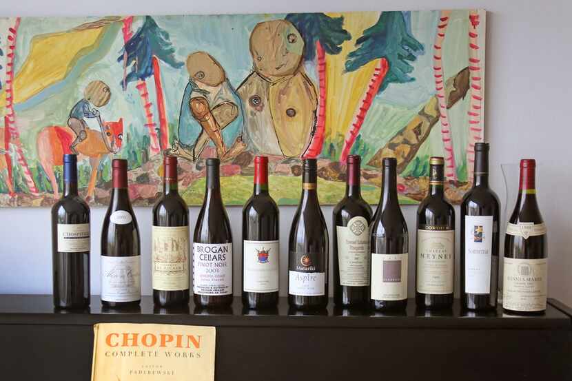 A line-up of some of the wines tasted as the wine panel holds a special "Open That Bottle"...