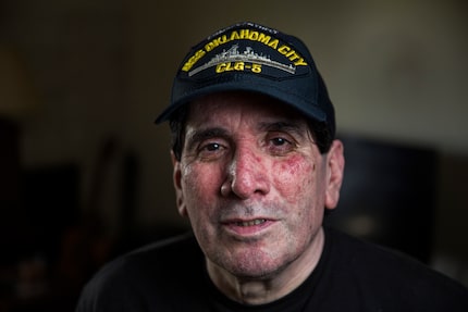 Navy veteran Eddie Aguilar, 64, at his home in San Antonio.