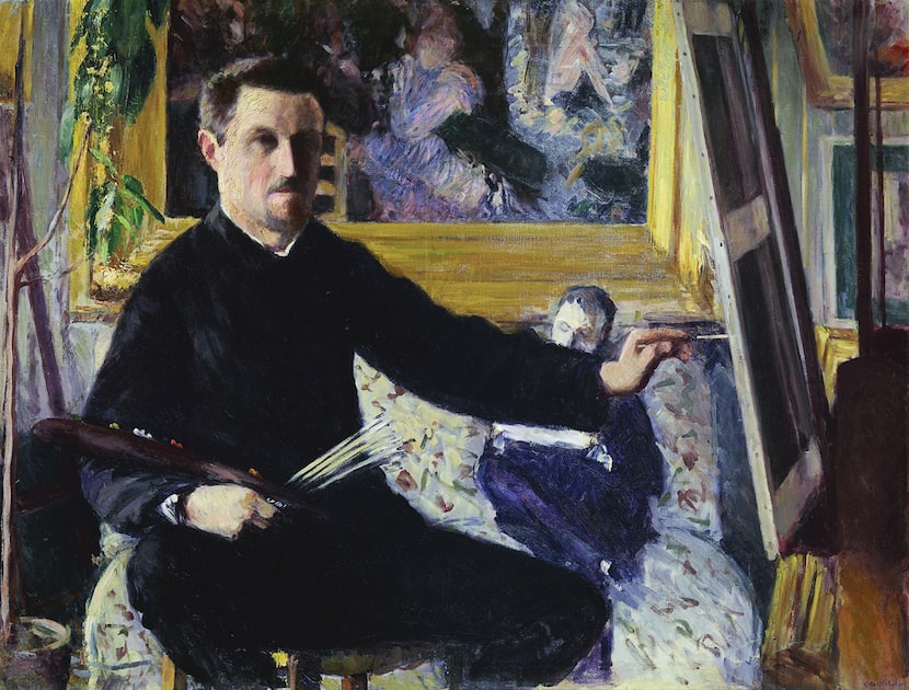 Gustave Caillebotte’s Self-Portrait at the Easel, 1879, includes Renoir’s 1877 Dance at...