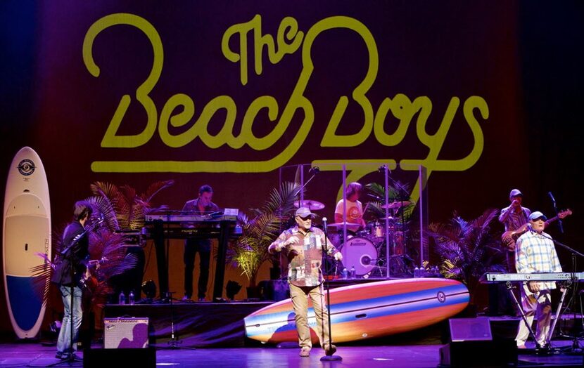 Mike Love, center, and Alan Jardine, right, of The Beach Boys perform at Verizon Theatre in...