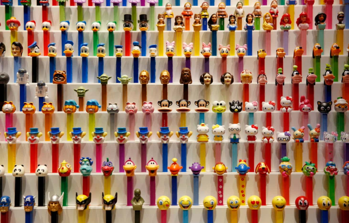 A collection of Pez dispensers, part of the Eye of the Collector exhibit at the Perot Museum...