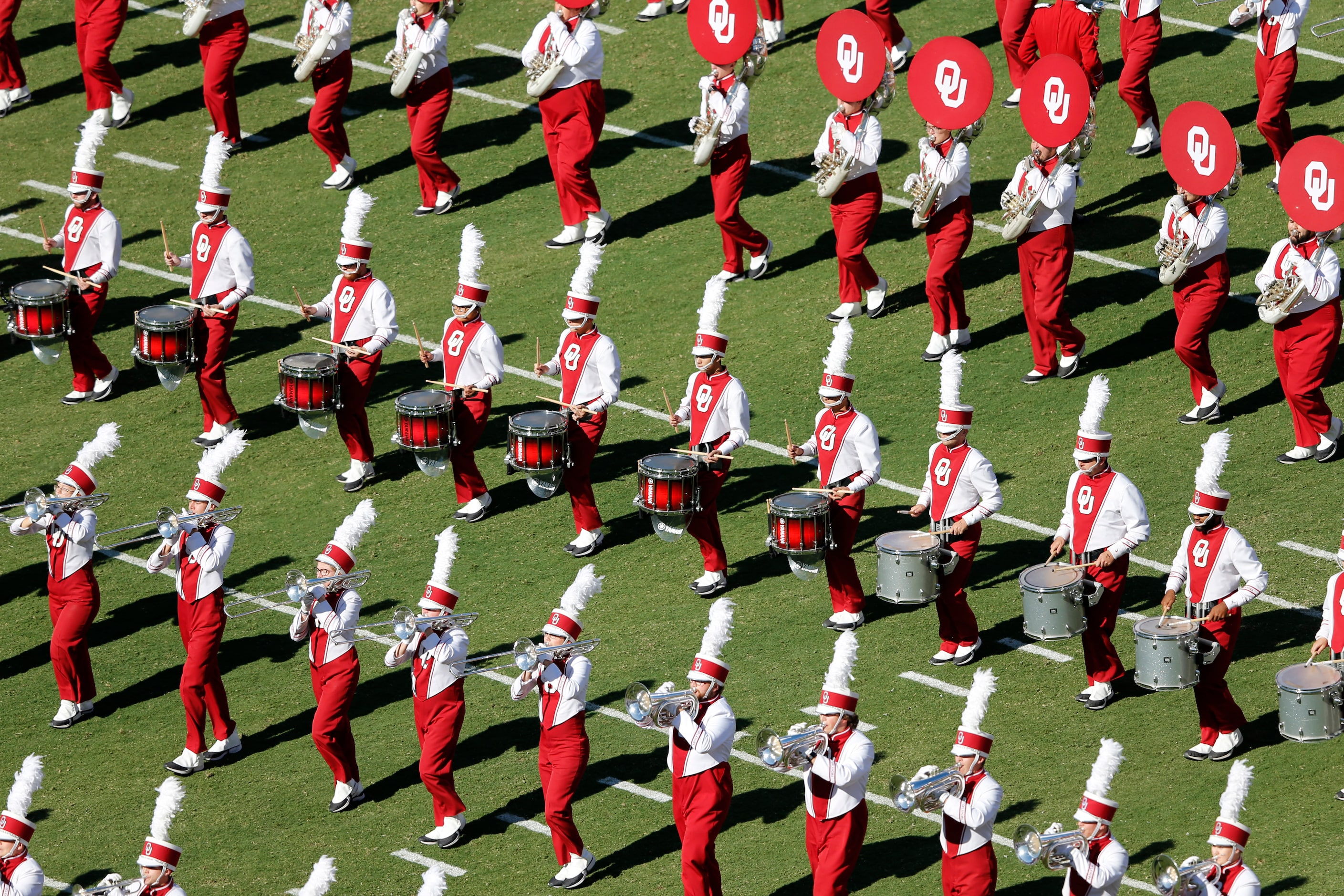 Oklahoma Sooners marching band before a game against Texas Longhorns in the Red River...