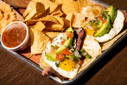 Smoked brisket breakfast tacos are on the menu at AG Texican in Dallas, State Fair...