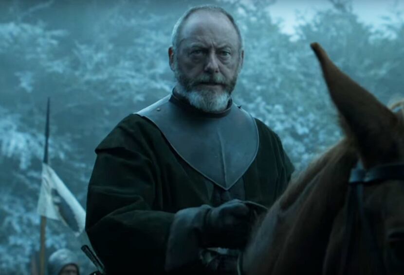 With that direwolf banner behind him, it looks like Davos has found a cause worthy of his...