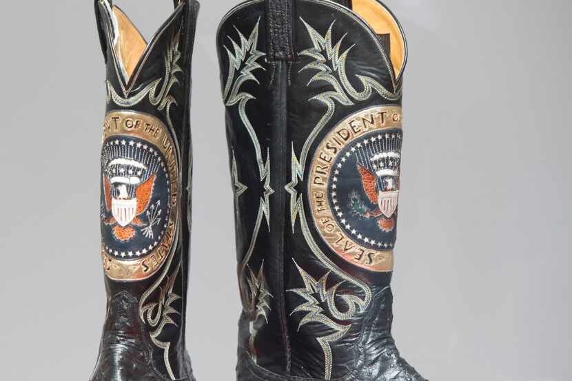 Here's a pair of Tony Lama boots that belonged to former President Ronald Reagan. No human...