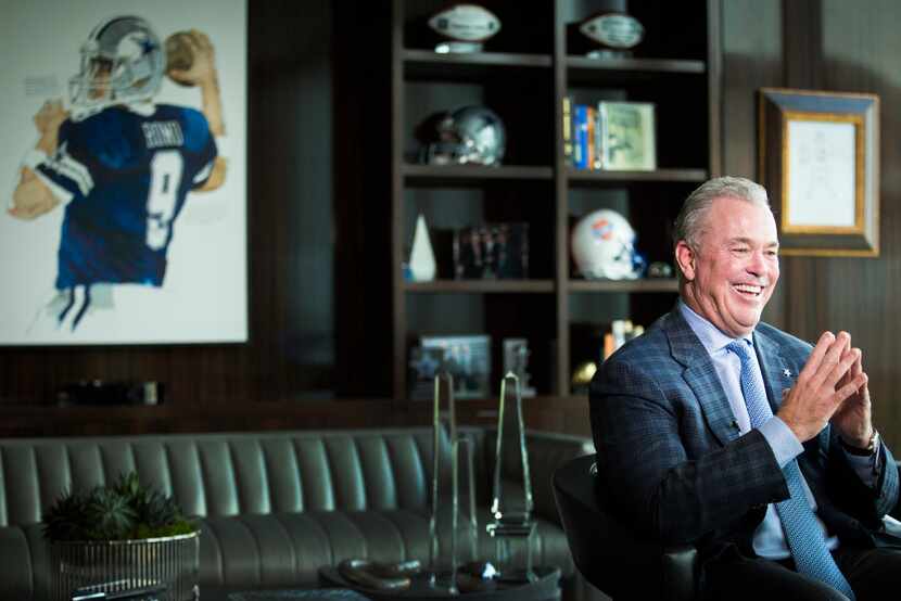 Dallas Cowboys COO and executive vice president Stephen Jones sits for an interview in his...
