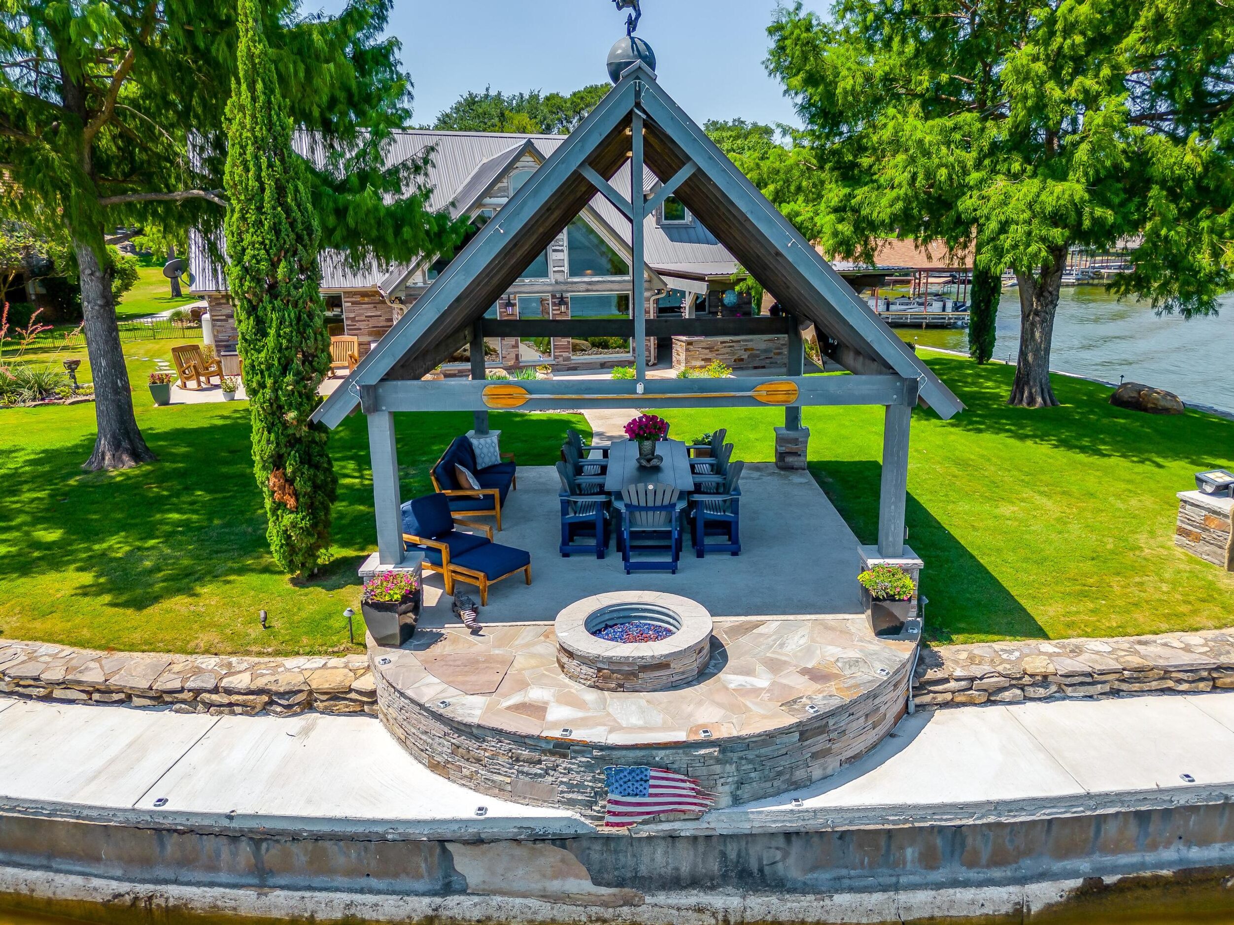 Covered patio and fire pit