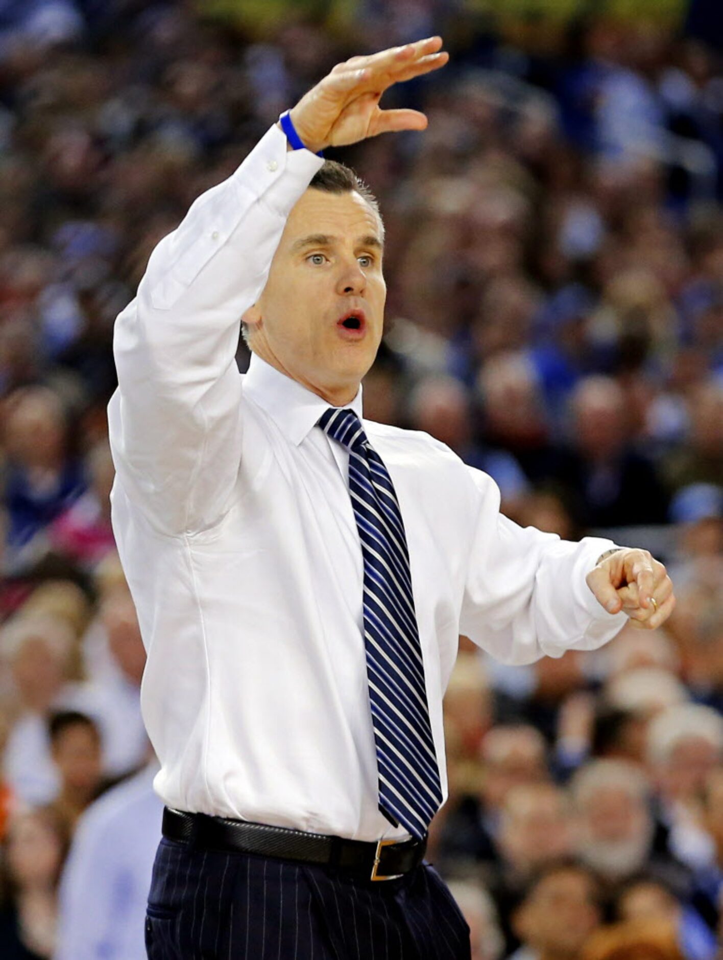 Florida Gators head coach Billy Donovan gestures during the second half of their NCAA Final...