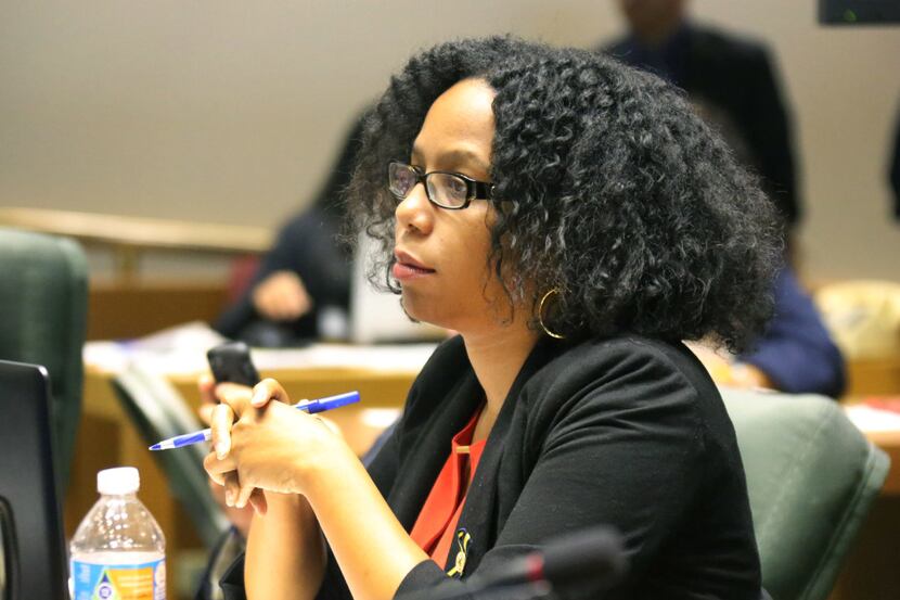 Dallas city council member Tiffinni A. Young is pictured during a council session on...