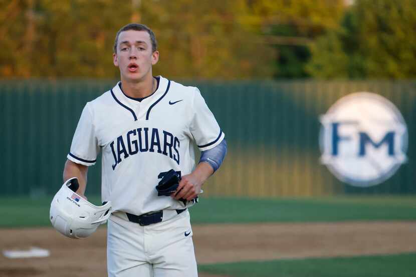 Flower Mound’s Sam Erickson during the fourth inning of a high school baseball game against...