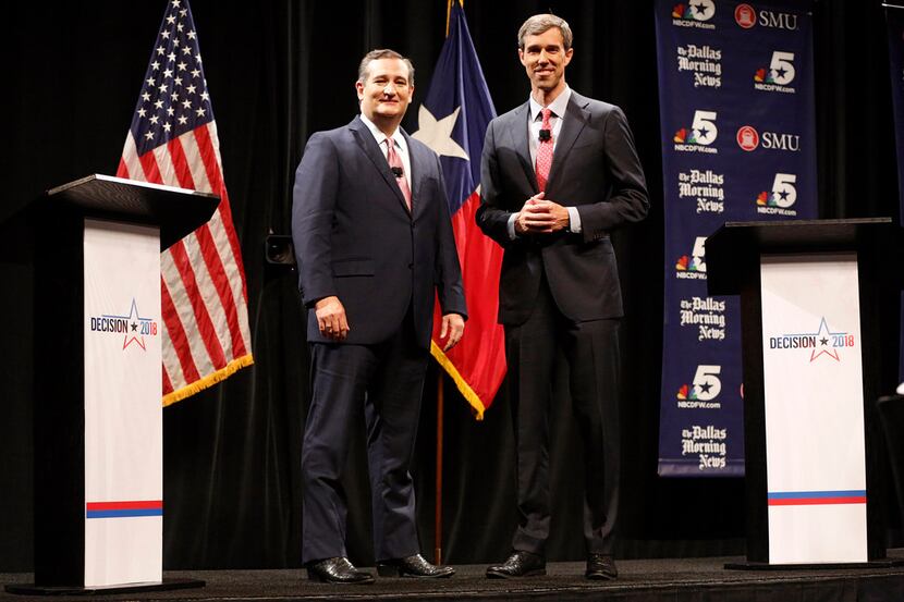 Sen. Ted Cruz (R-Texas) and Rep. Beto O'Rourke (D-Texas) after a debate at McFarlin...