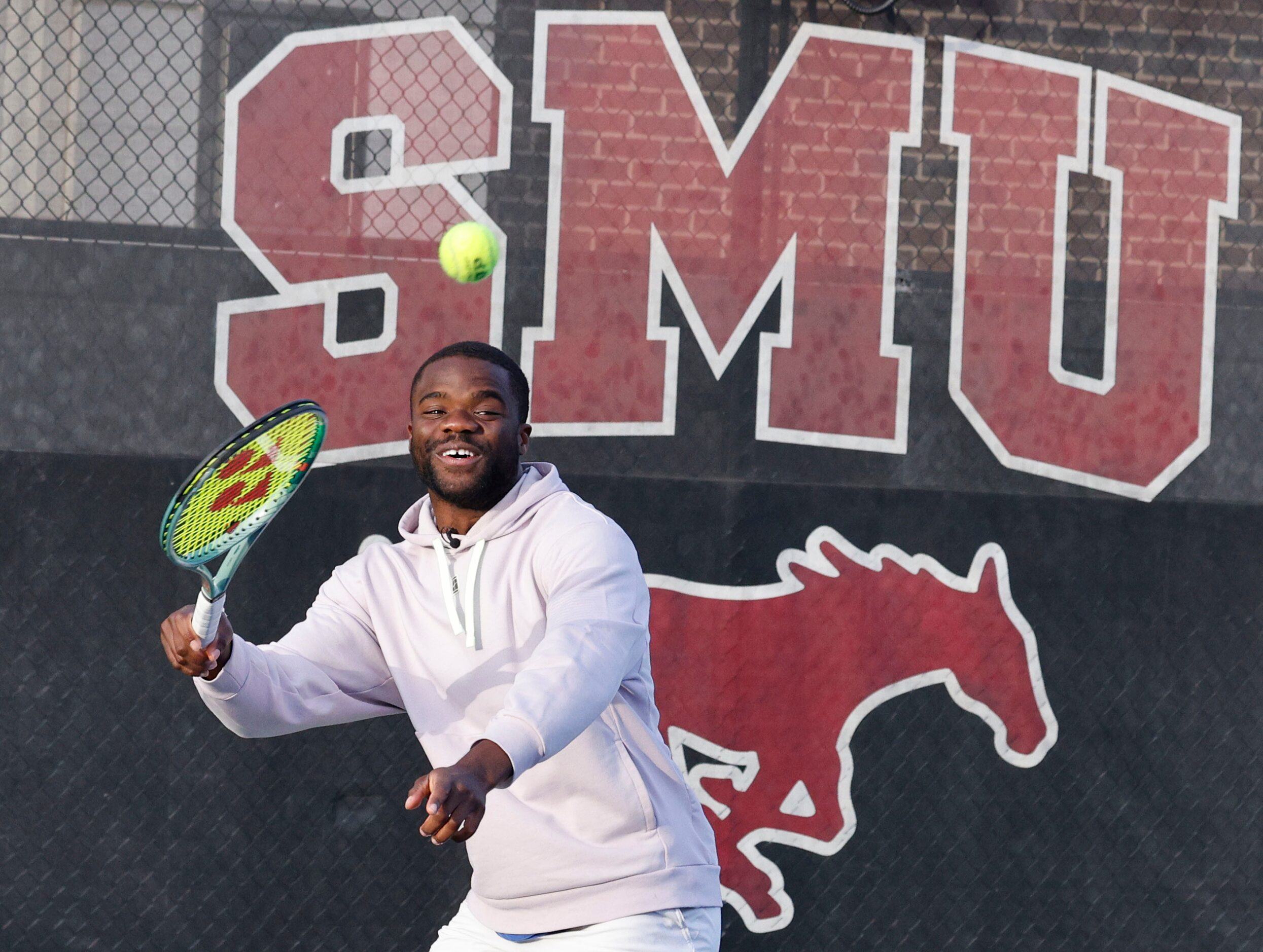 American tennis star Frances Tiafoe plays with students from Dallas Tennis Education Academy...