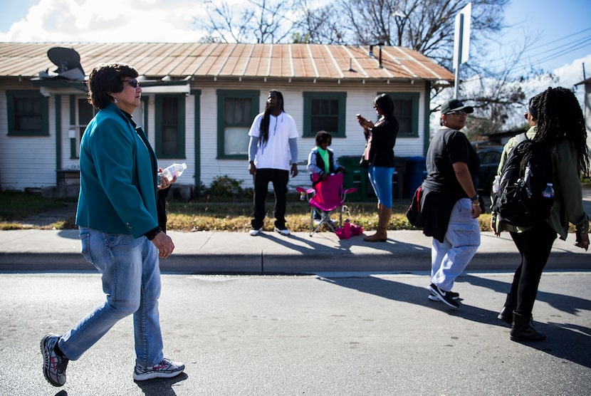 Gubernatorial candidate and former Dallas County Sheriff Lupe Valdez marches in the Martin...