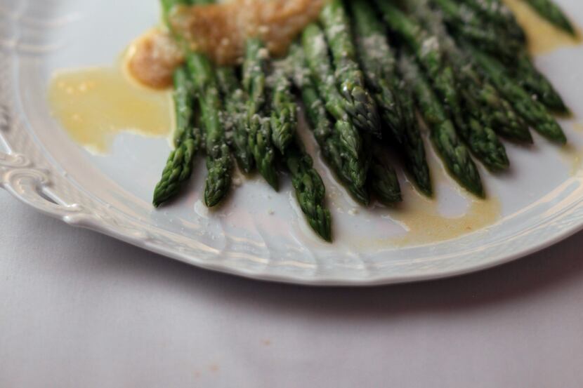 Asparagus with walnut- orange pesto and citronette is a delicious way to eat seasonal local...