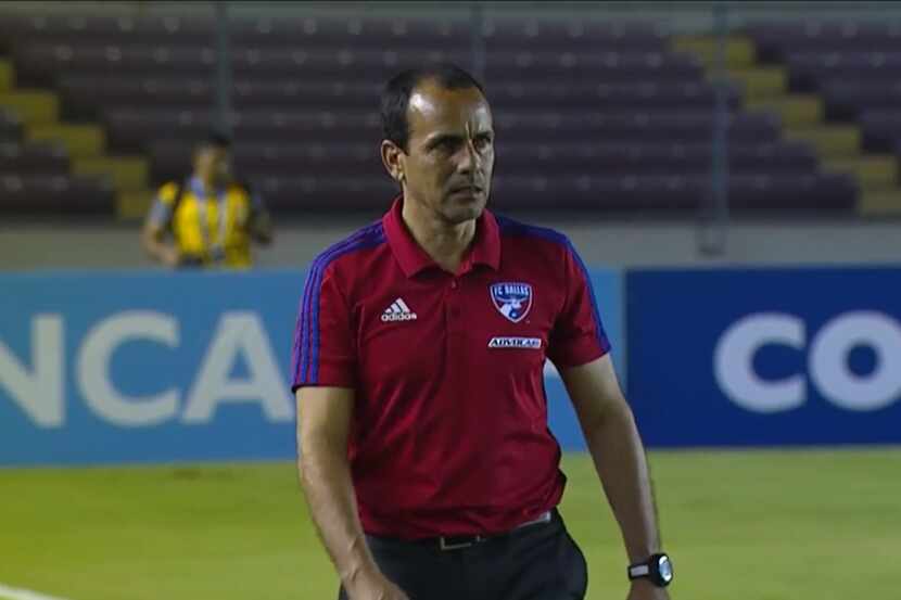 FC Dallas Head Coach Oscar Pareja walks the sideline in the CONCACAF Champions League Round...