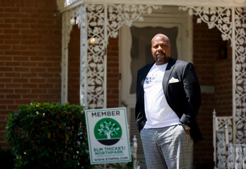 Elm Thicket-Northpark Neighborhood Association president Jonathan Maples at his home on July...