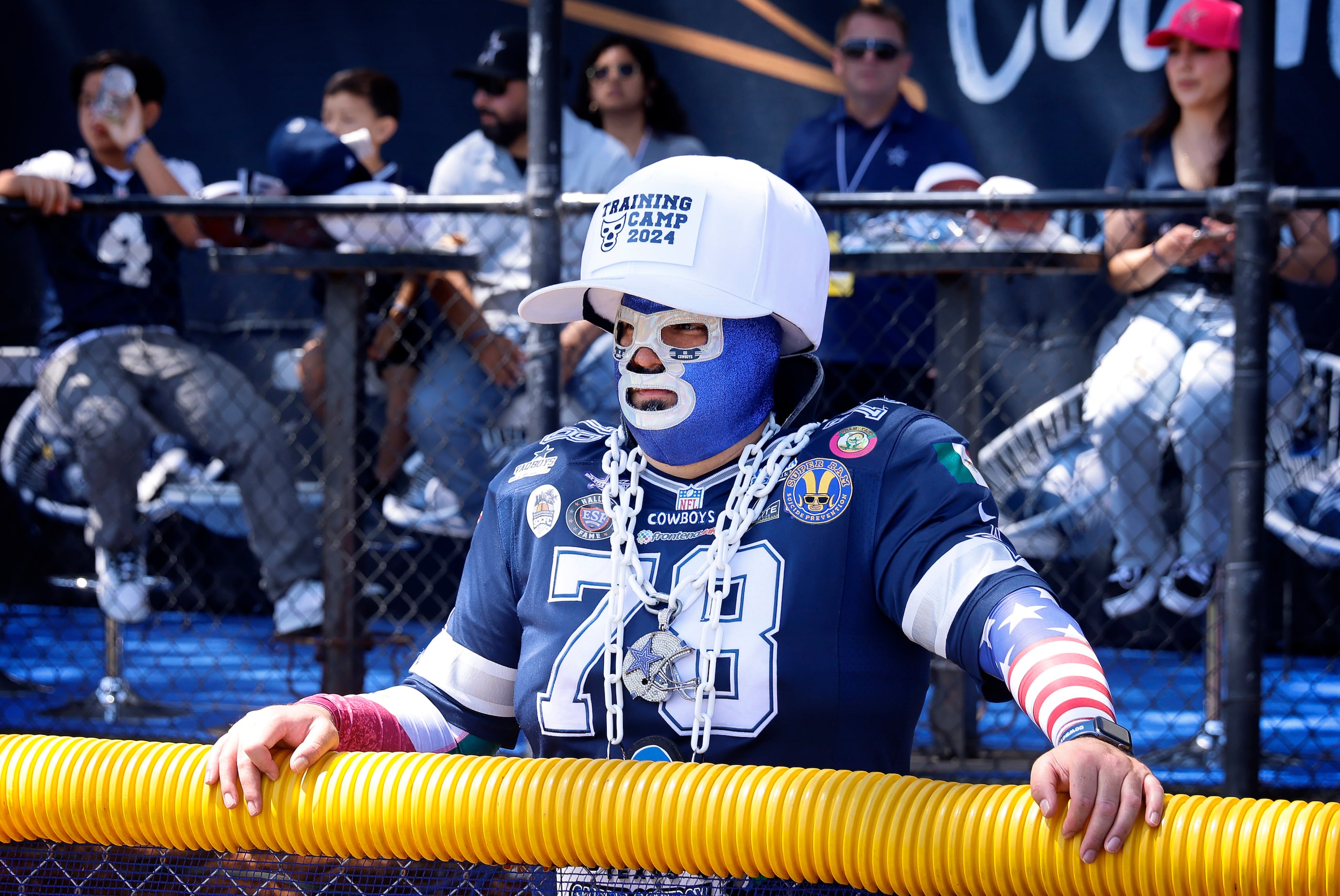 during a training camp practice in Oxnard, California, August 2, 2024. 