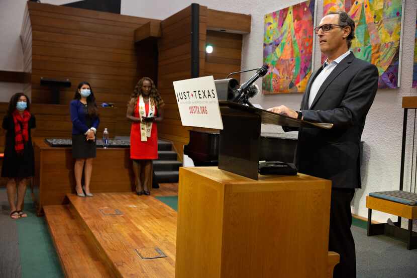 Reverend Daniel Kanter speaks at a press conference held by Just Texas to announce the The...