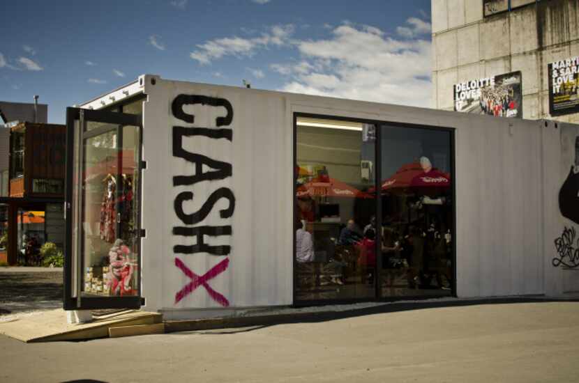 Shipping containers were used in Re:START, a temporary  outdoor retail space in downtown...