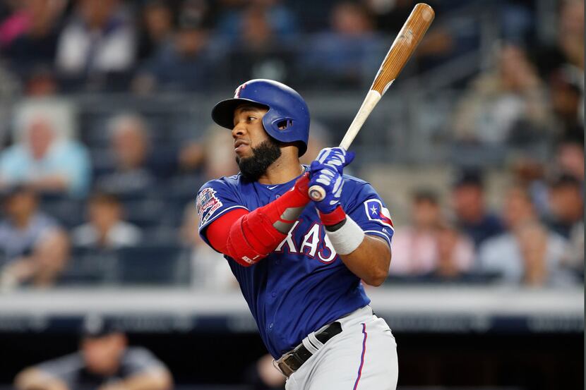 Texas Rangers' Elvis Andrus in action in a baseball game against the New York Yankees,...